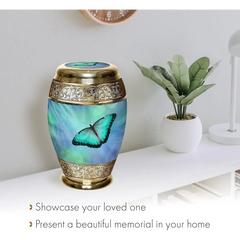 Burial Cremation Blue Butterfly Urn for Ashes 011