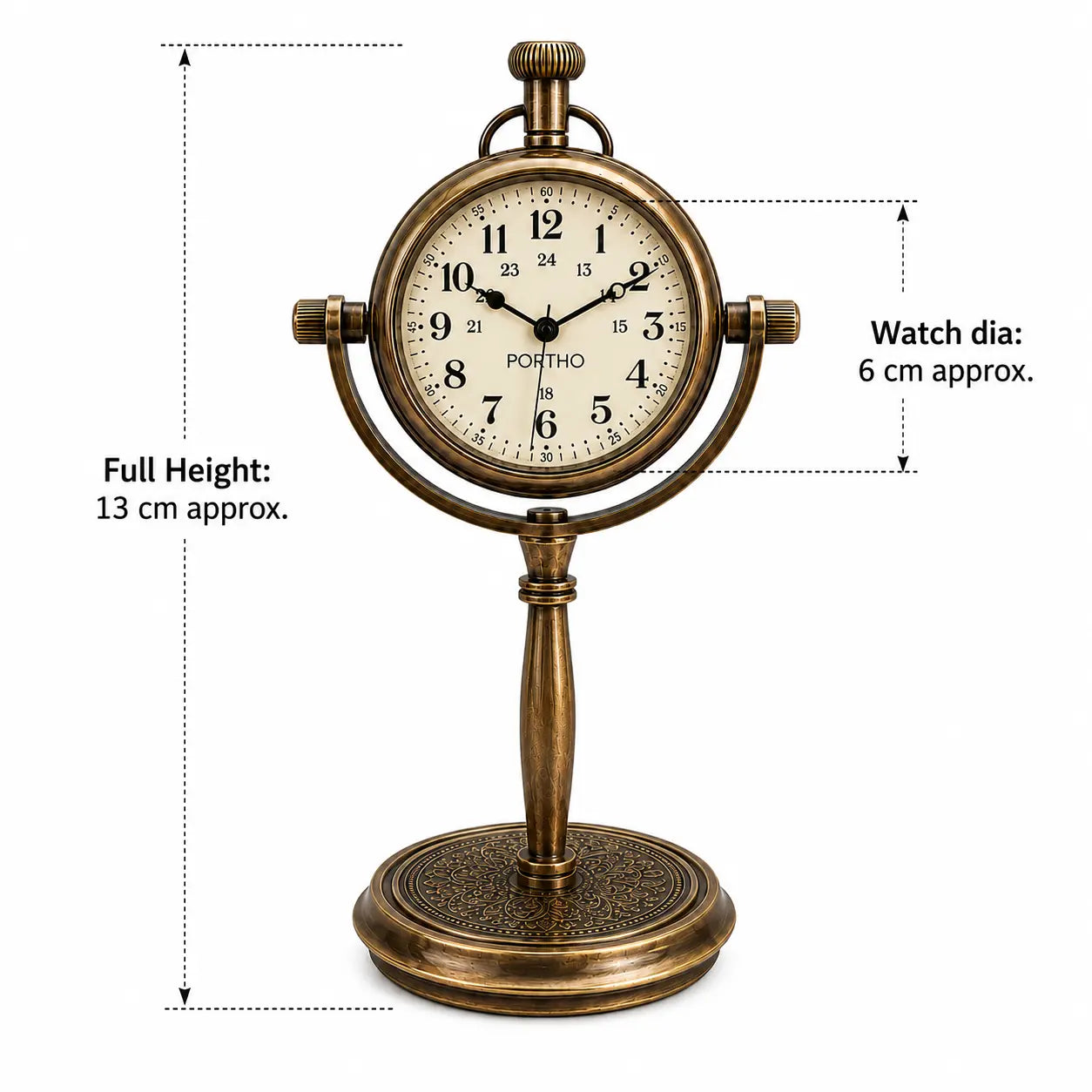 Desk clock size and dimensions infography