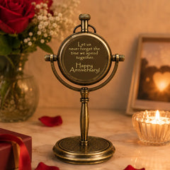 Engraved desk clock back with anniversary message