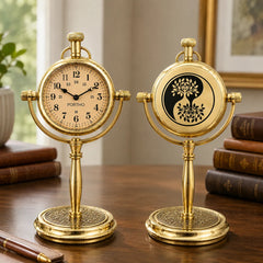 Personalized gold brass desk clock gift