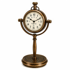 Angled brass anniversary desk clock