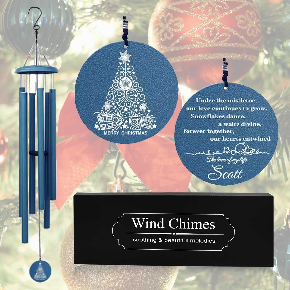 Christmas Tree Wind Chime – Personalized Engraving