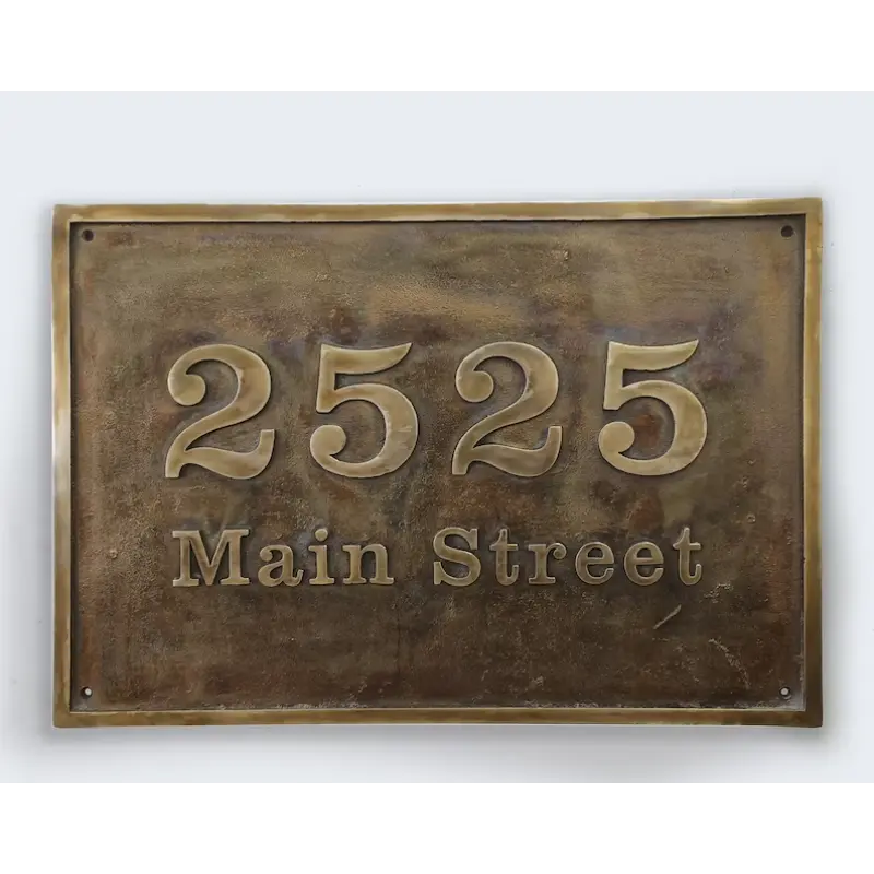 Brass House Number Plaque – Engraved Address Sign for Home