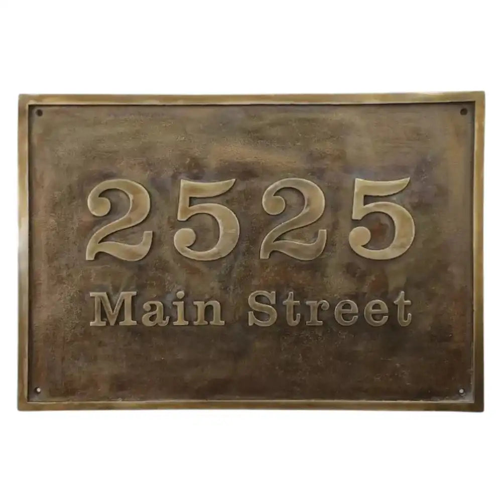 Antique Brass House Number Plate – Personalized Door Sign Bronze-colored house number sign 