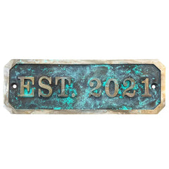 Custom Brass Name & Address Plaque - Patina Finish
