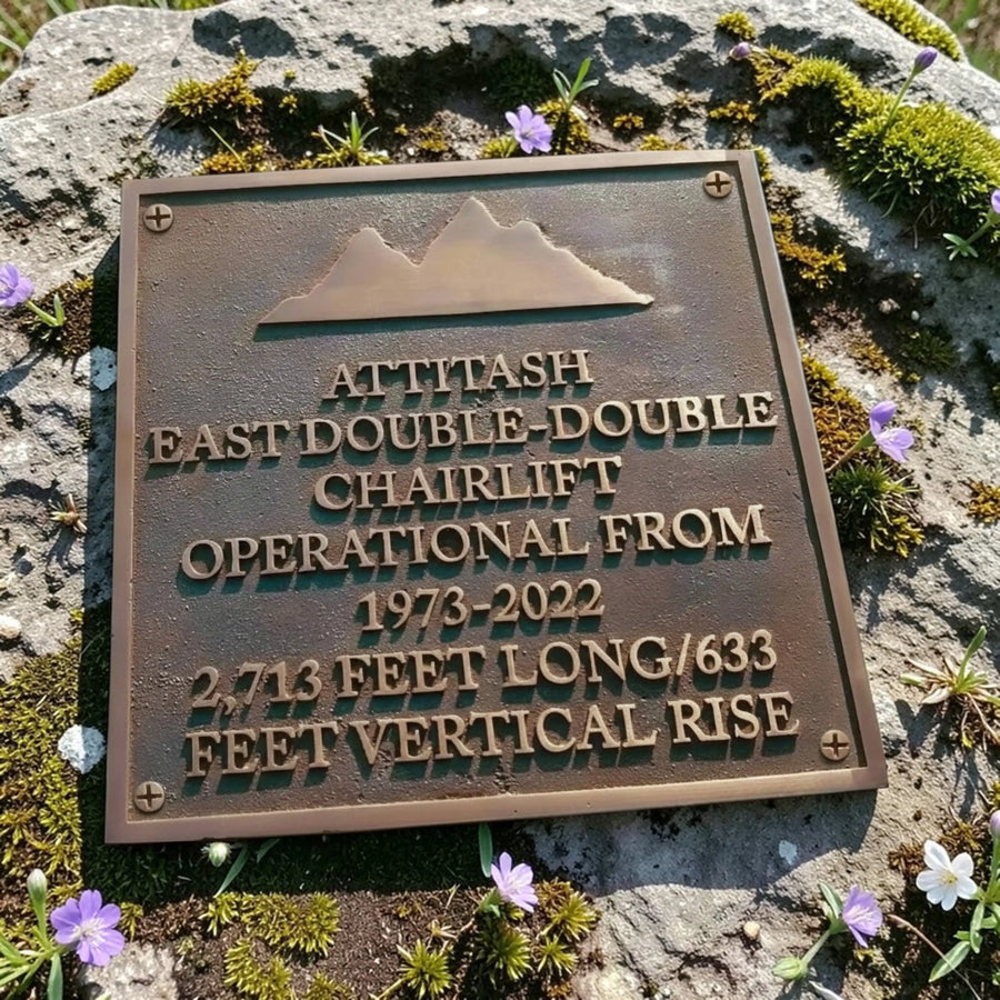 Bronze plaque in an outdoor landscape