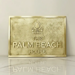 Custom engraved brass plaque for name and address | Custom brass business signage engraved