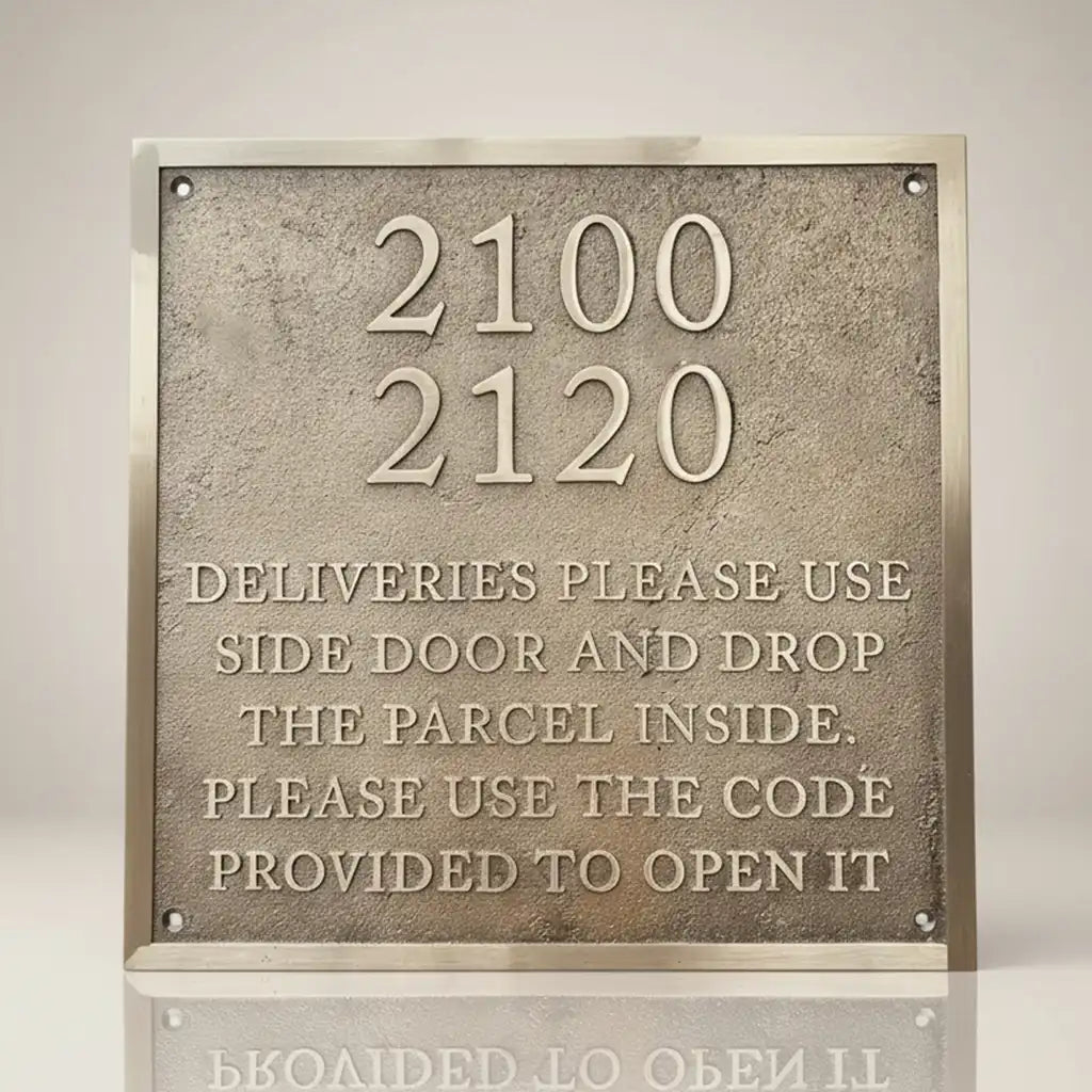 Personalized brass address plaque | Engraved brass number plate