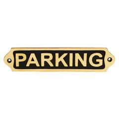 Black and gold brass parking sign