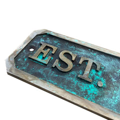 Classic patina brass plaque for home or office