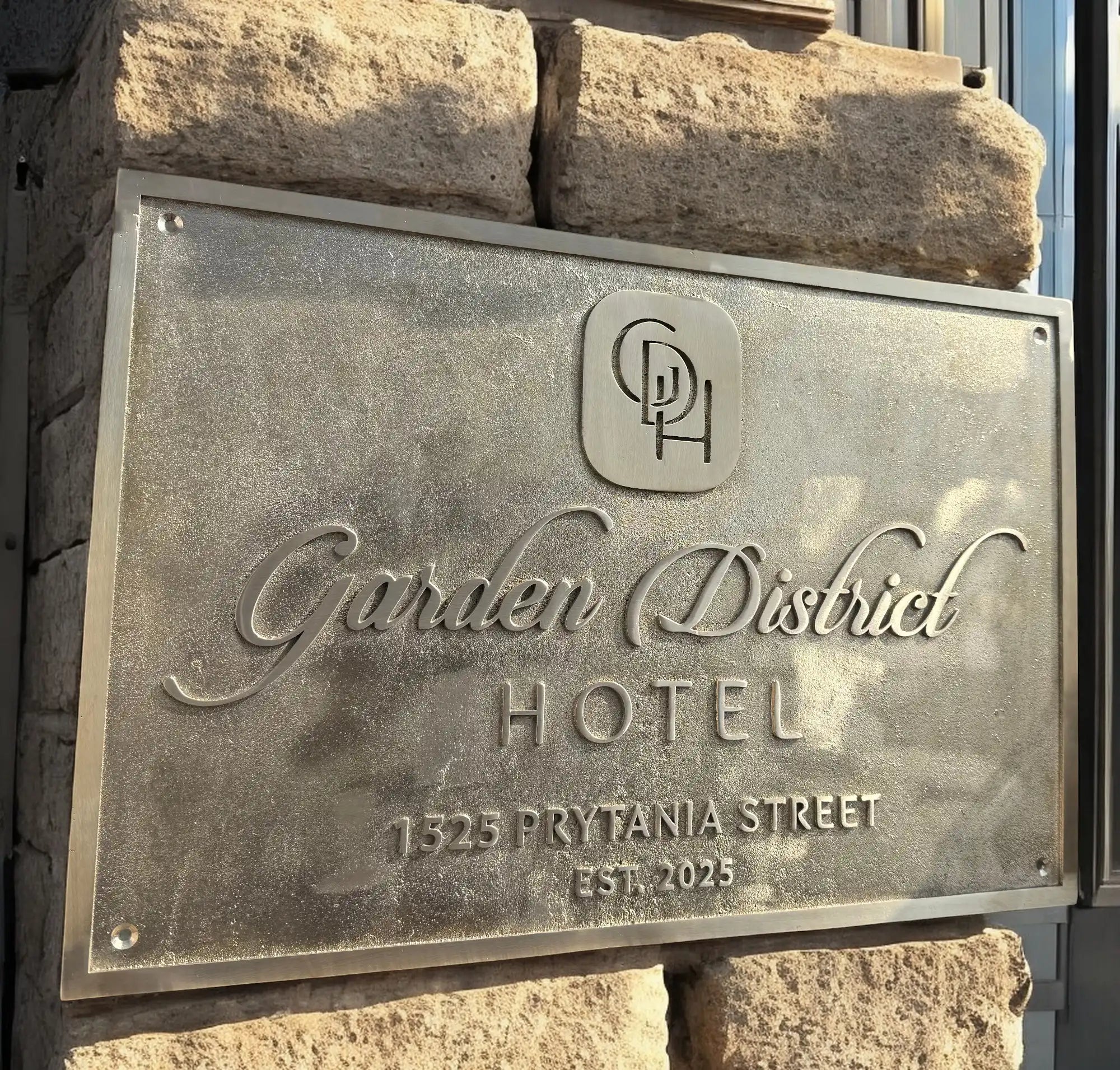 Brass house address plaque