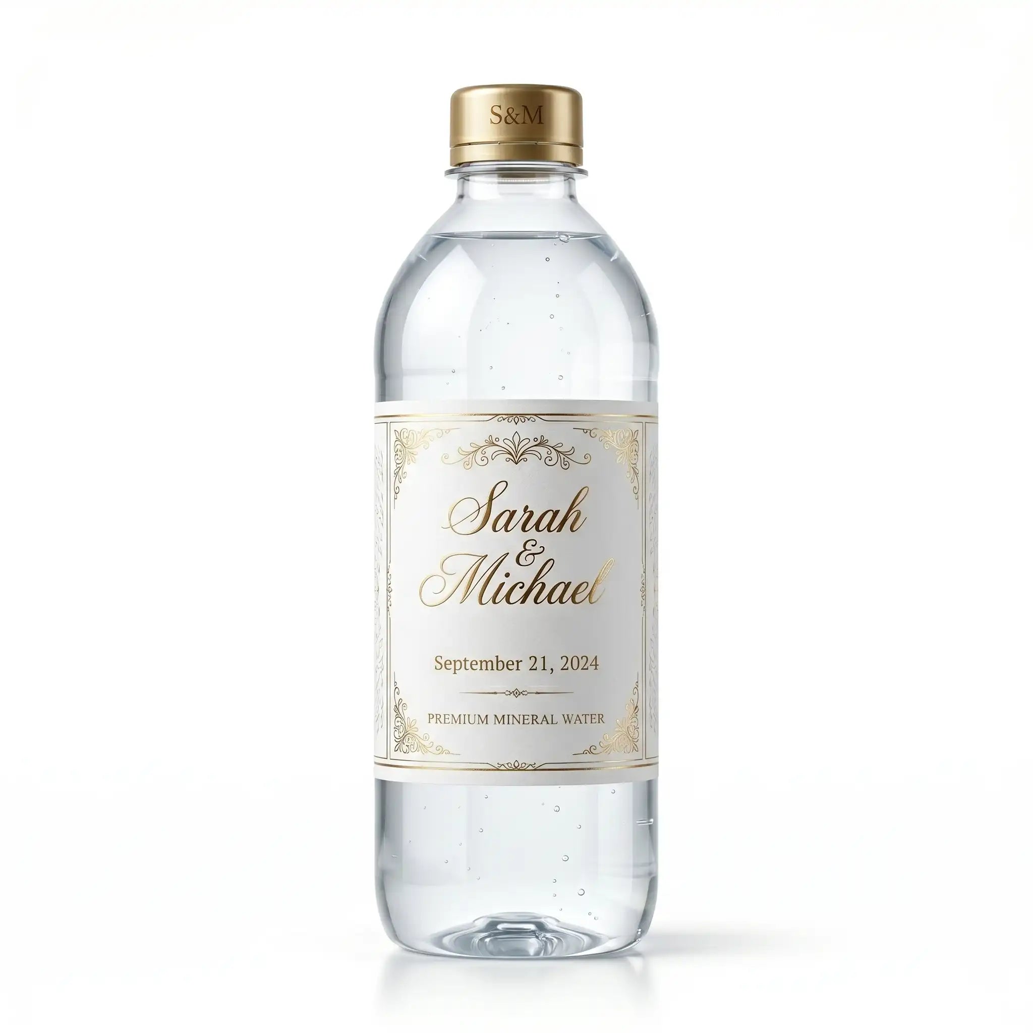 Personalized wedding water bottle with custom label