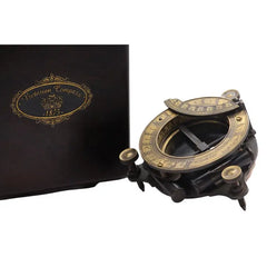 Brújula de latón con reloj de sol personalizado con caja de madera de presentación SBC45