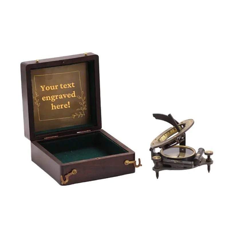 Customized Sundial Brass Compass with Presentation Wooden Box SBC45