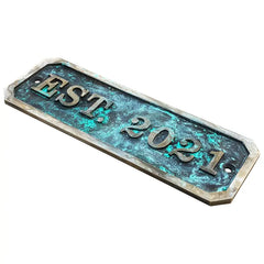 Weatherproof patina brass door plaque