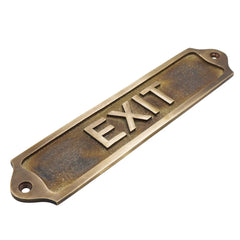 Antique Exit Sign | Handcrafted Brass Door Sign (Vintage Finish)