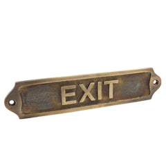 Antique Exit Sign | Handcrafted Brass Door Sign (Vintage Finish)