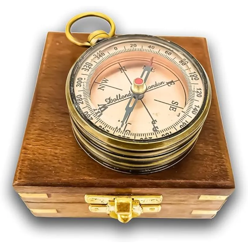 Engraved Poem Compass with Wooden Box PC91