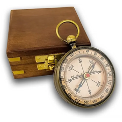Engraved Poem Compass with Wooden Box PC91