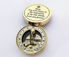 Engraved Sundial Compass with Wood Presentation Box for mom - Inspirational & Meaningful Gift for Mom from Children, Birthday Gift