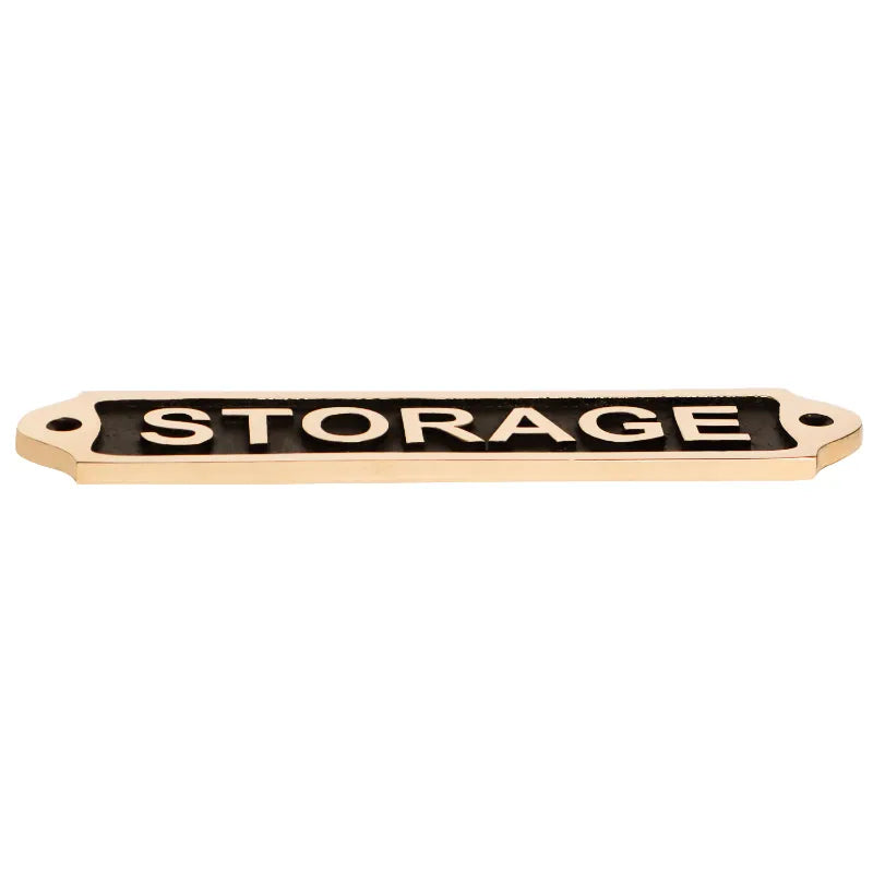 Black brass storage room plaque