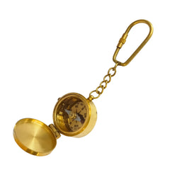Golden Round Compass Brass Key Ring Keychain GRBK48
