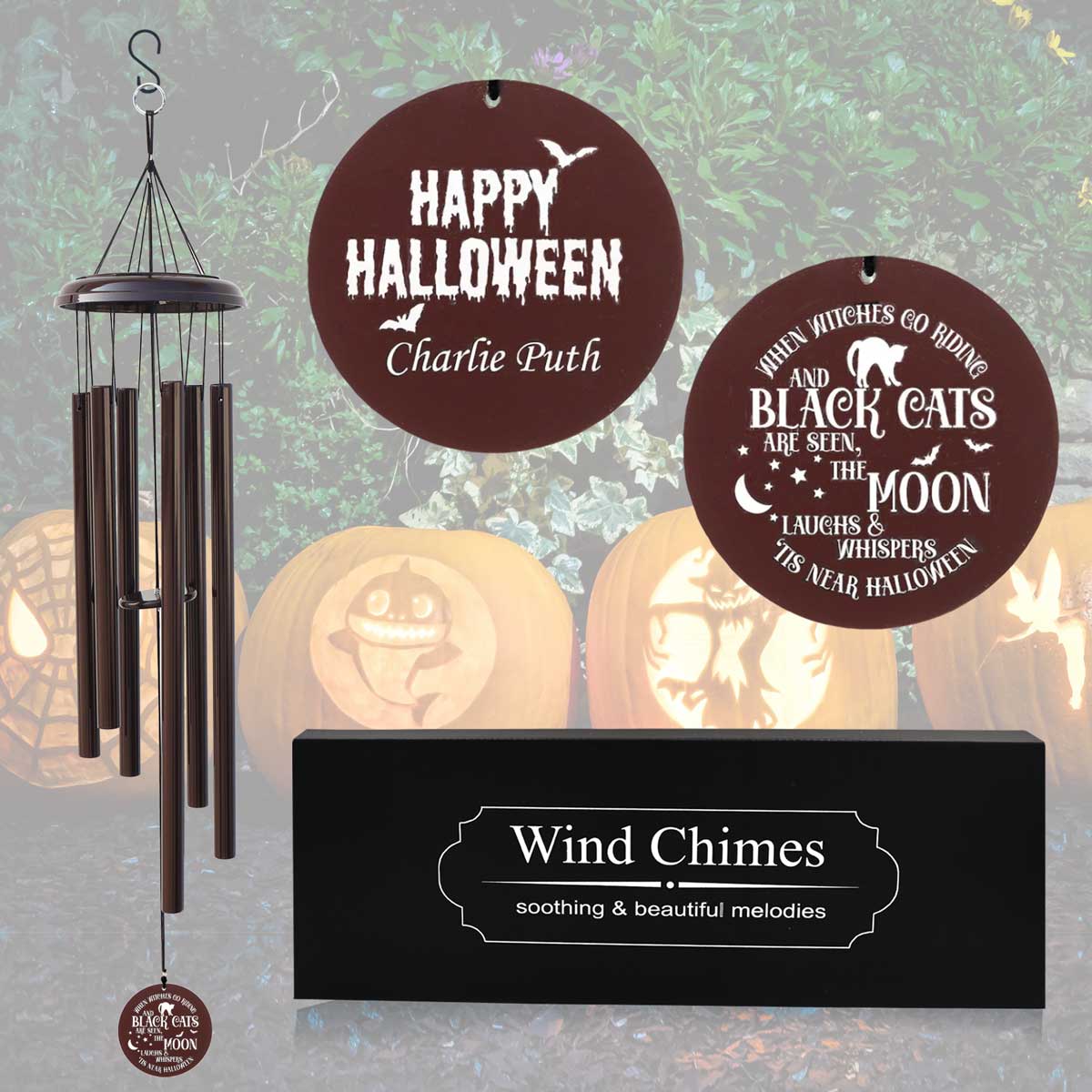 Halloween Wind Chime with Personalized Engraving – Spooky Décor