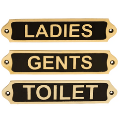 Set of 3 brass restroom signs | Toilet brass door sign engraved