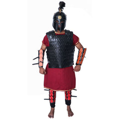 Traje de armadura de cuero con casco de metal griego LFBA010