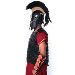 Traje de armadura de cuero con casco de metal griego LFBA010