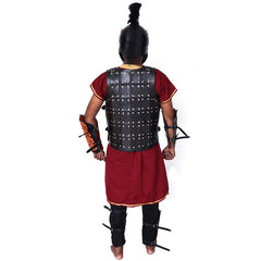 Traje de armadura de cuerpo completo de cuero con casco de metal griego LFBA08