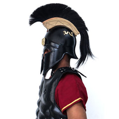 Combinaison d'armure en cuir à jupe romaine complète avec casque en métal grec LFBA07