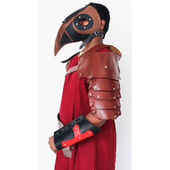 Traje de armadura de cuero con hombrera y máscara de cuero LFBA08