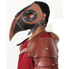 Traje de armadura de cuero con hombrera y máscara de cuero LFBA08