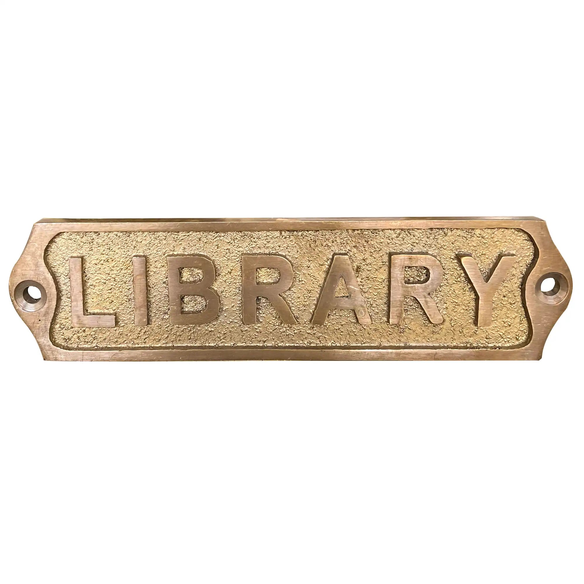Library Brass Door Sign