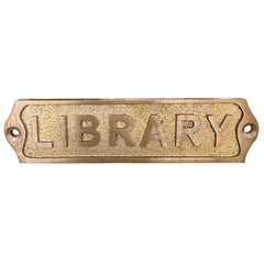 Library Brass Door Sign