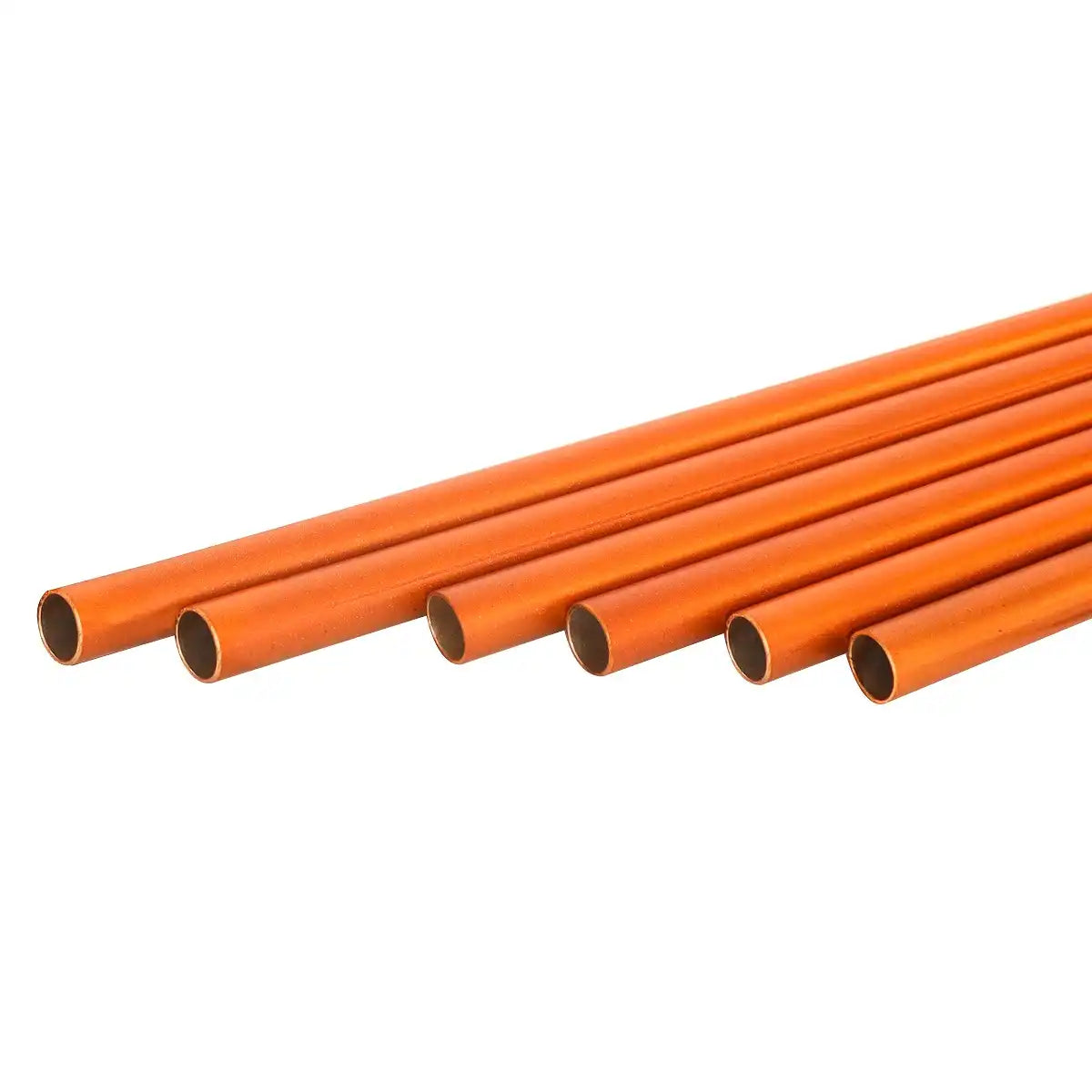 Orange Wind Chime tubes arranged on a white background