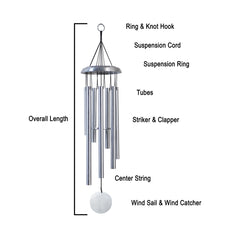 Memorial Retirement Carillon à vent en aluminium de 30 pouces de ton profond WC09