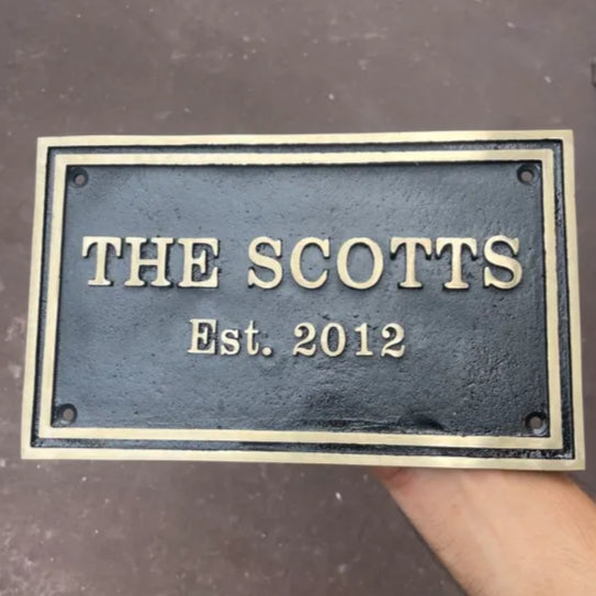 Black Surface Brass Nameplate Custom Text