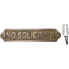 No Soliciting Brass Plaque 22x5 cm