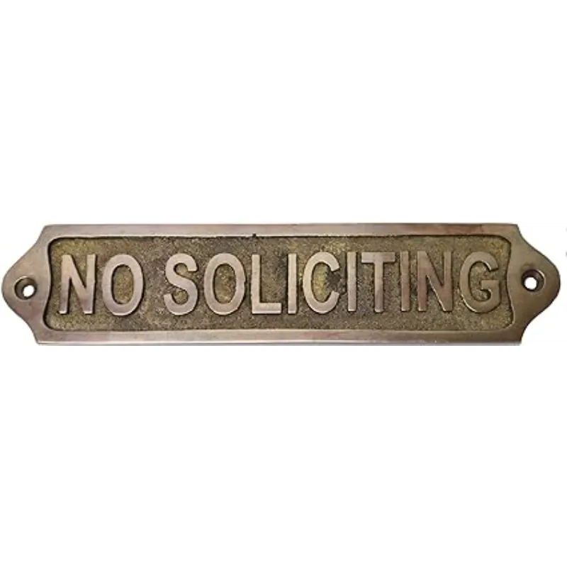 No Soliciting Brass Door Sign