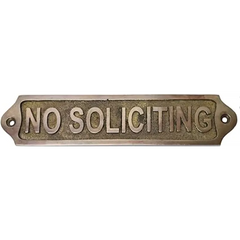 No Soliciting Brass Door Sign