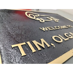 Engraved Black Surface Brass Plaque