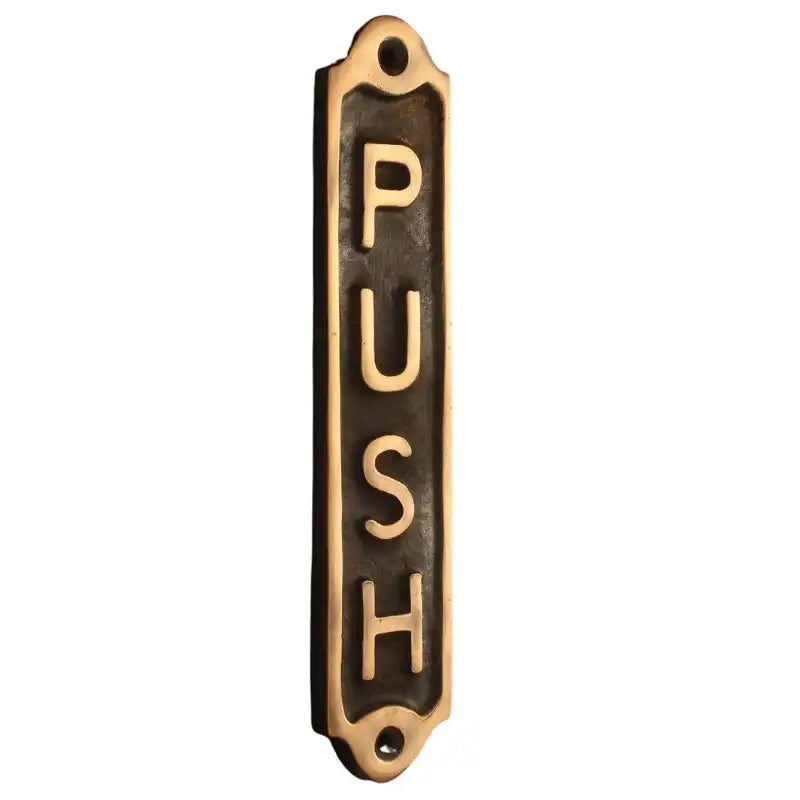 'PULL' Brass Door Sign - 22x5cm Black Finish