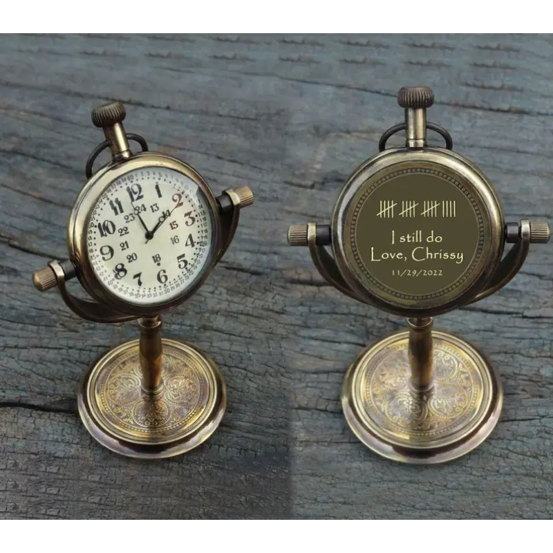 Personalized Anniversary Brass Desk Clock BDC62