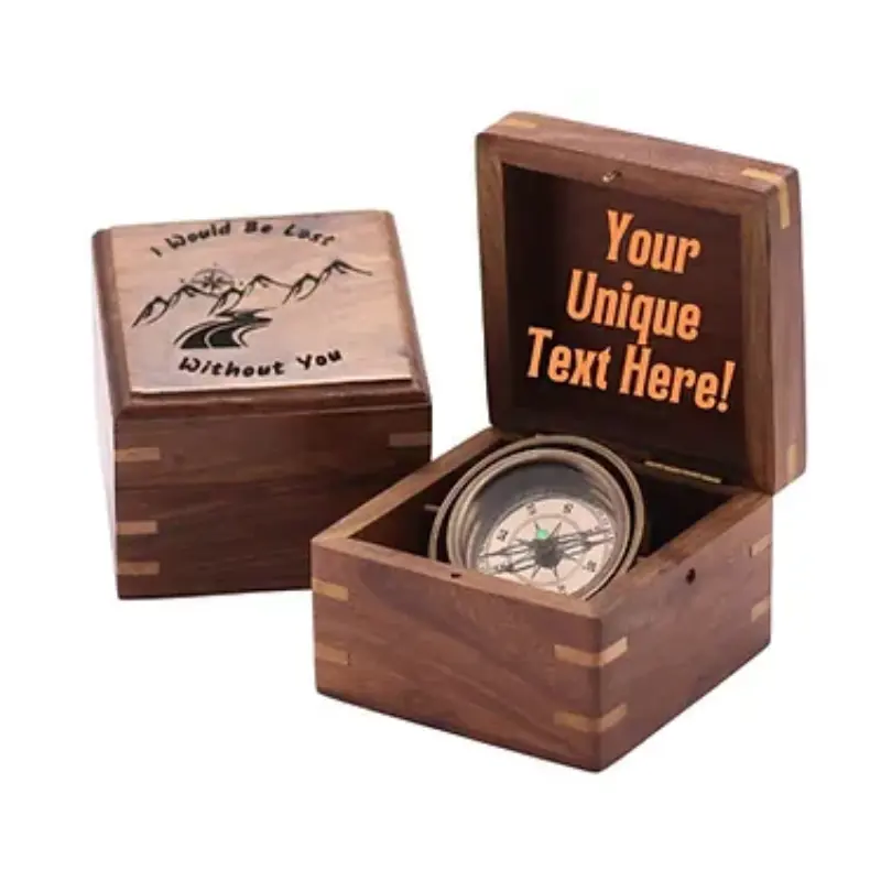 Personalized Desk Compass with Custom Wooden Box DC46