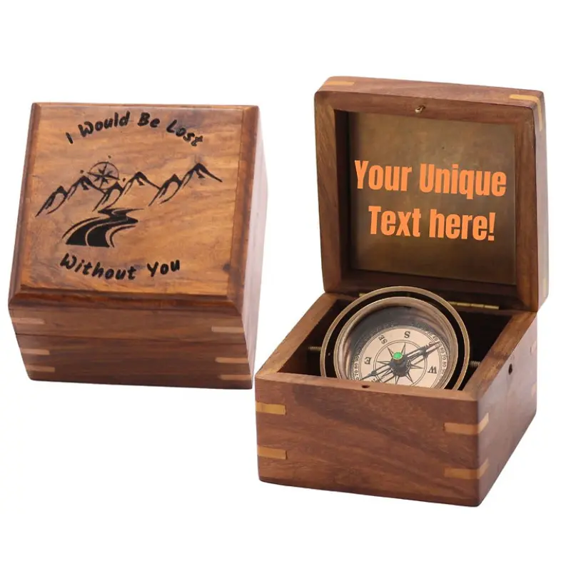 Compass Customisable Personalized Desk Compass with Custom Wooden Box DC46