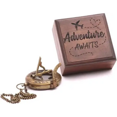 Personalized Engraved Compass for Loved Ones with Customized Wooden Box