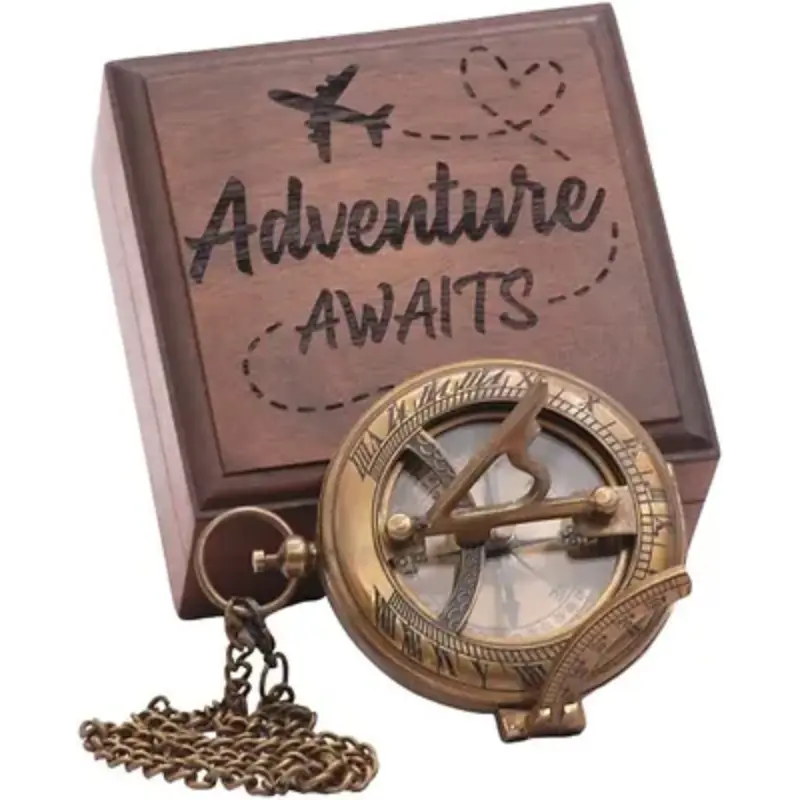 Personalized Engraved Compass for Loved Ones with Customized Wooden Box