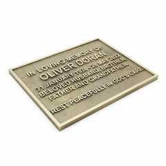 Outdoor brass memorial plaque | Name and date engraved memorial plate